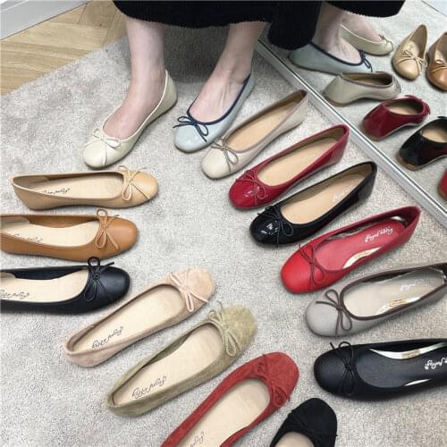 Big Bow Women Flats Shoes With Little Cute Bowtie Grey Round Toe Summer China Patent Leather Ballet Red Ballerina Gray Designer