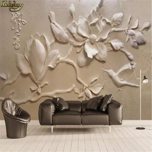 Beibehang Custom wallpaper mural European 3D embossed magnolia bird background wall painting wall papers home decor 3d wallpaper
