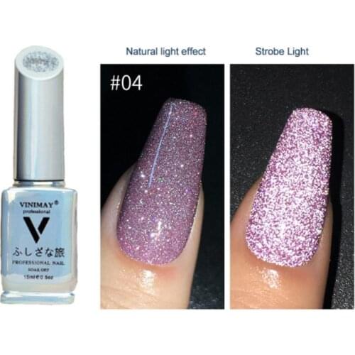 15ML Reflective Glitter Gel Polish Lighting Glitter Varnish Lacquers Sequins Nail Polish Semi Permanent Top Base Coat DIY Nail