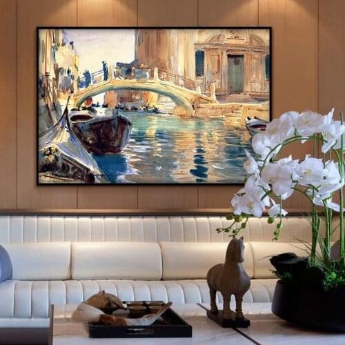 DIY digital painting landscape street view town water art decorative painting adult hand-painted decompression