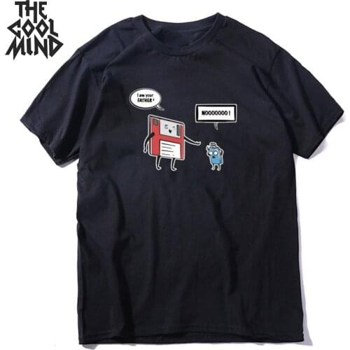 COOLMIND 100% cotton loose funny print men T shirt cool loose men tshirt summer short sleeve o-neck t-shirt men tee shirts tops