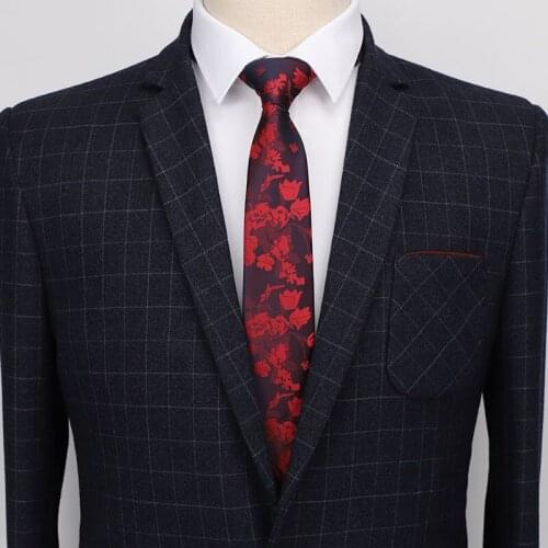 Floral neck tie 7 cm slim ties for men necktie black men 2019 red tie skinny blue formal dress wedding gifts for guests