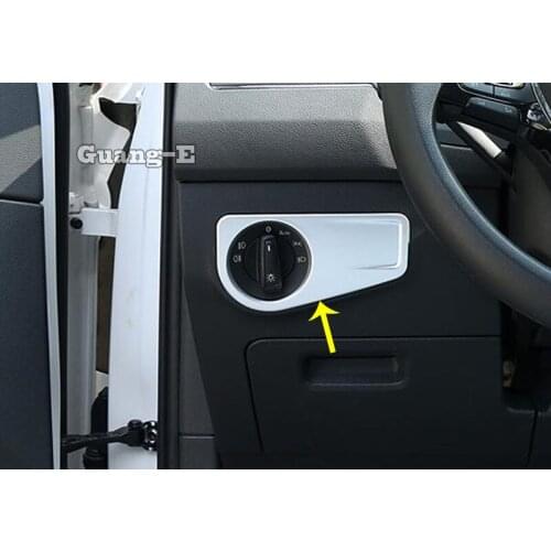 For VW TiguanL Tiguan L MK2 2016 2017 2018 2019 2020 Car Stick Cover ABS Chrome Head Fog Light Switch+Storage Box Trim Panel