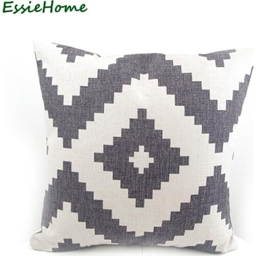 ESSIE HOME Factory Direct Sell Cotton Linen Kilim Pattern Black White Pattern Modern Decor Pillow Case Cushion Cover Throw Digi