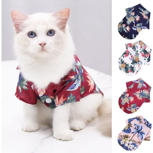 Dog Shirts Clothes Summer Beach Clothes Vest Pet Clothing Floral T-Shirt Hawaiian For Small Large Cat Dog