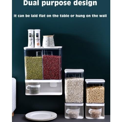 Sealed Grain Food Container Wall Mount Rice Storage Dispenser Transparent Household Organizer Kitchen Accessories Moisture Proof