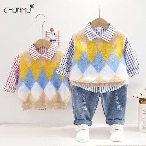 Baby Clothing Sets Autumn Kids Boys Girls Fashion Tracksuit Sweater T-shirt Jeans 3Pcs Sets Winter Baby Boys Clothes