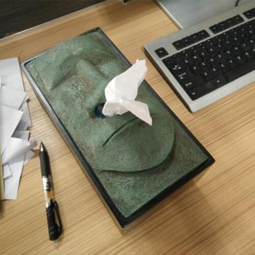 Tissue Box Eco-friendly Easter Island Tissue Box Holder Attractive Resin