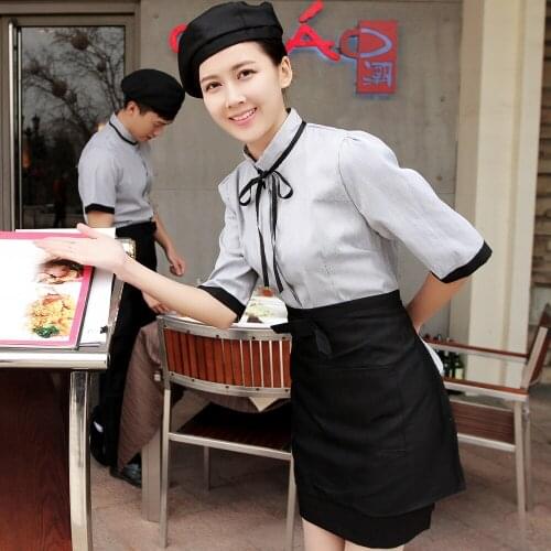 Summer Short Sleeved Shirts Tea Shop shirt Hotel uniform Female Fast-food shirt cafe waiter Suit
