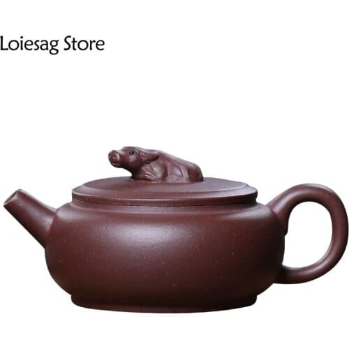 Loiesag 120ML Yixing Boutique Original Ore Purple Mud Pure Manual Purple Clay Teapot 188 Ball Hole Effluent Zisha Tea Pot TeaSet