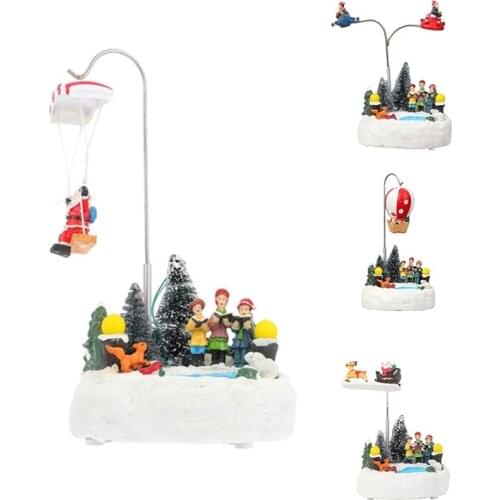 LUDA Creative Luminous Music Rotating Christmas Ornaments Resin Crafts Christmas Decoration Childrens Gifts