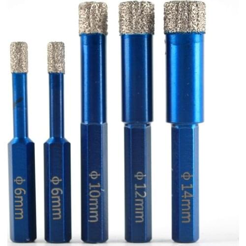 Raizi Diamond Coated Core Drill Bit Set For Ceramic Tile Granite Marble with Aluminum Case 6/6/10/12/14 mm Tile Hole Cutter Set