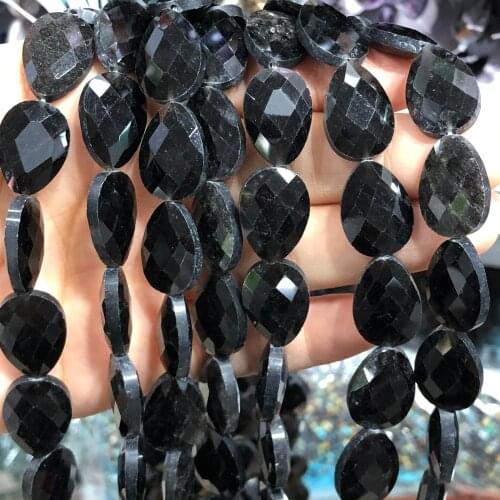 Natural Faceted Water Drop Black Agates Stone Beads 13*18mm Loose Spacer Beads For Jewelry Making Bracelet Diy Bracelet Findings