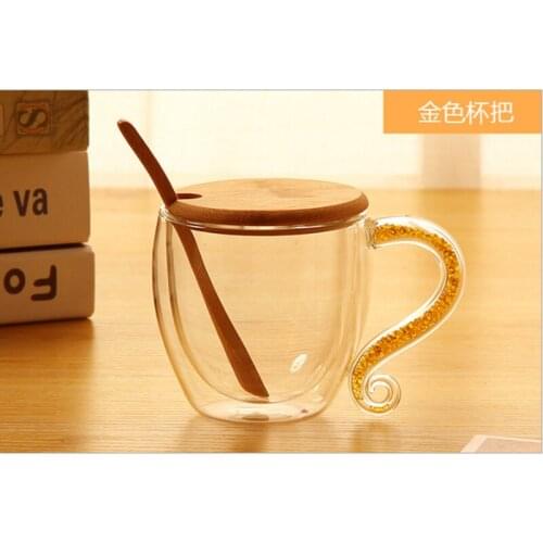 Nordic Ins Gold Circled Mug With Lid Spoon Light Luxury Creative Personality Trendy Water Cup Household Ceramic Coffee Mug