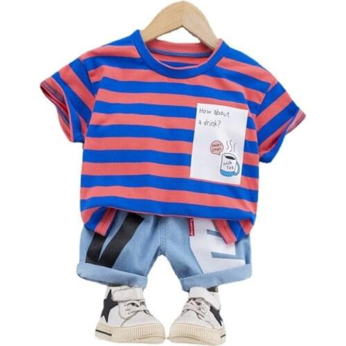 New Summer Baby Girl Clothes Boys Cotton Striped T-Shirt Shorts 2Pcs/Set Infant Active Costume Children Clothing Kids Tracksuits