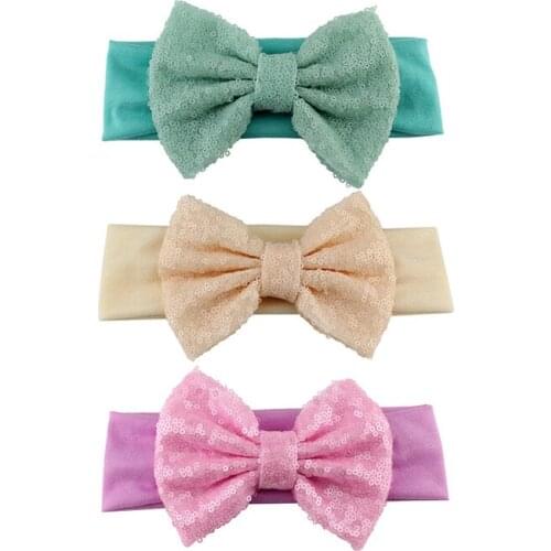 New Hot sale baby sequins hair band big bowknot children cute headdress hair accessories wholesale