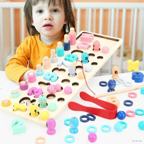 New Montessori Wooden Toys Counting Digital Matching Magnetic Fishing Game Math Toy Early Learning Educational Toys For Children