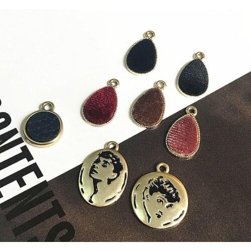 10pcs/lot South Korea DIY handmade jewelry accessories alloy mink hair Water drops Charm earrings drop headdress pendant finding
