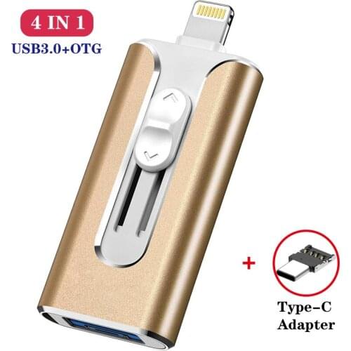 OTG Usb Flash Drive for iPhone 256G 512G 128G USB 3.0 Memory Stick External Storage for iOS/Android/Type C/Windows Device 4 in 1