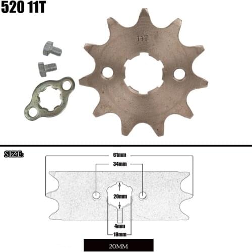 Motorcycle 520 11T Tooth 20mm ID Front Engine Sprocket fit Pit Bike ATV part