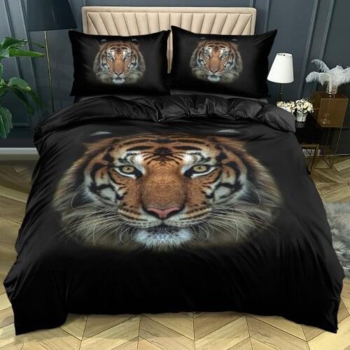 3D Custom Design Quilt Covers Duvet Cover Set Black Pillow Shames Sets Full King Queen Double Full Twin Size Tiger Home Textile