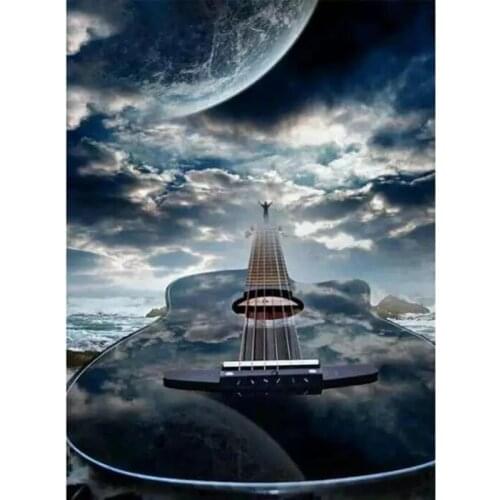 Full 5D Diamond Painting Guitar Sky Picture Diamond Embroidery landscape Crafts Wall Art Cross Stitch Kit Mosaic Home Decor P928