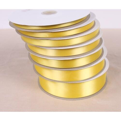 Size 6mm/10mm//12mm/15mm/20mm/25mm/38mm Yellow Color 91 meters Silk Satin Ribbon for Wedding Party Decoration&DIY Gift Wrapping