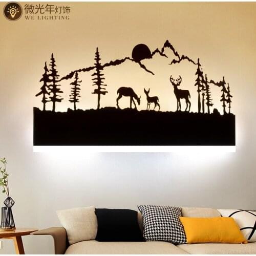 Nordic Animal Romantic LED Wall Lamp Creative Painting 110-240V Modern Black Sconce Decoration For Bathroom Living Bed Room