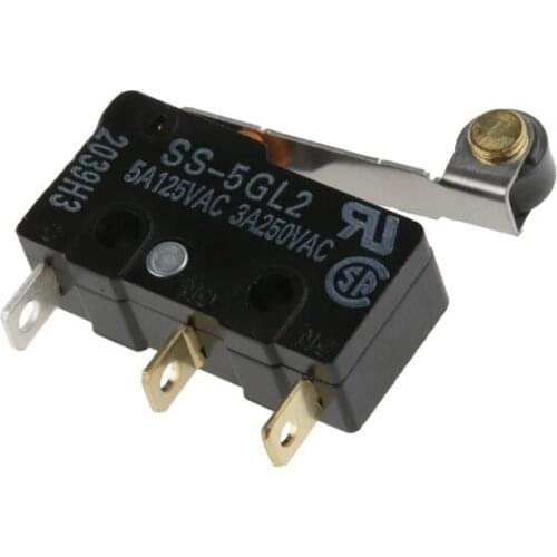 SS-5GL2 SPDT-NO/NC Roller Lever Microswitch, 5 A @ 125 V ac