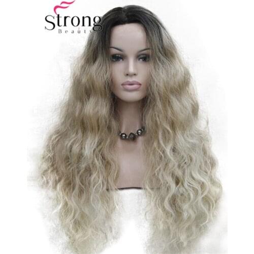 StrongBeauty Long Heat Resistant Blonde Ombre Wavy Lace Front Long Wig