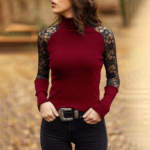 Lace Knitted Turtleneck Sweaters Women Spring Autumn Casual O-neck Jumper Fashion Slim Mesh Plus Size Long Sleeves Pullovers