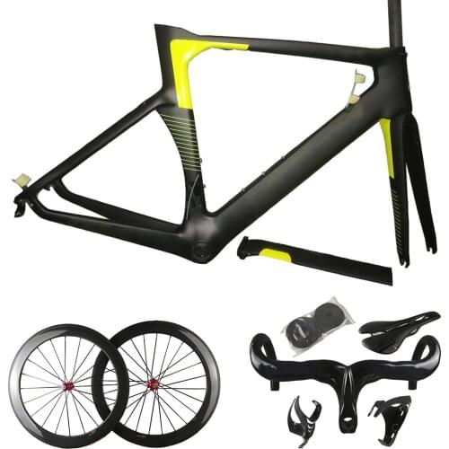 T1100 Black Gloosy Concept Frame Full Carbon Fiber Road Frames Bicycle Frameset Wheelset 50mm With Novatec A271 Hubs