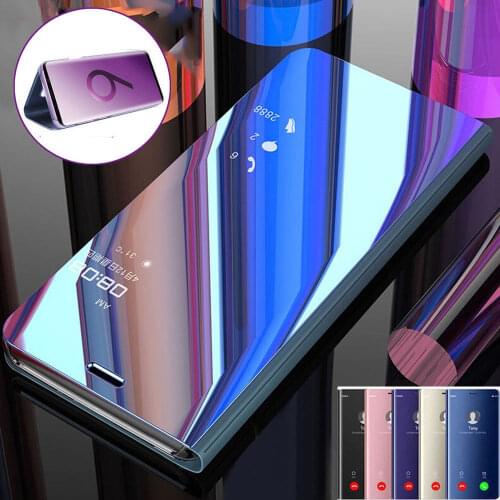Clear Mirror Smart Case For Samsung Galaxy Note 9 8 S9 S8 S7 S6 edge Plus A8 A7 A6 A5 A3 2017 2018 A9 Star lite Flip Stand Case