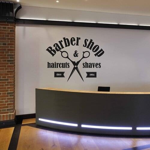 Scissors Barbershop wall sticker vinyl sign logo decor Sticker BarberShop Window Decals Barbers Logo Hair Salon Wall Decal G166