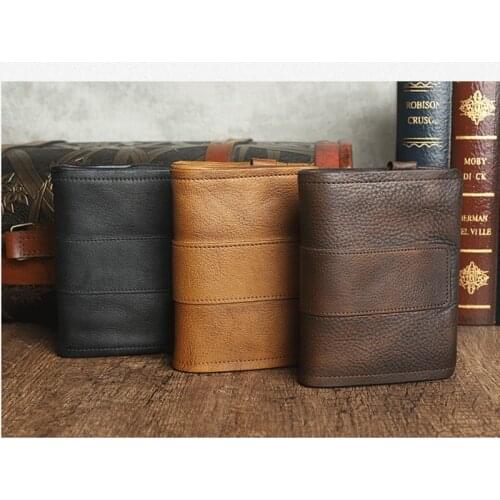 Vintage Women Leather Wallet Short Slim Male Purses Money Credit Card Holders Men Wallet ZP003