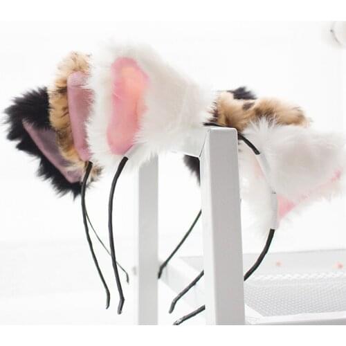 Japanese Soft Girl Cat Ear Hairband Catgirl Cosplay Cute Girl Plush Cat Ears Maid Cat Ear Hair Accessories Wild Headband