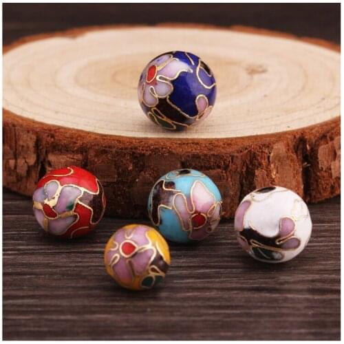 2pcs Polished Cloisonne Enamel Colorful 12mm Round Beads DIY Jewelry Making Earring Necklace Bracelet Women Copper Accessories