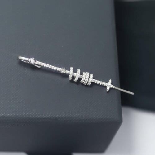 SLJELY Fashion S925 Sterling Silver Single Sliding Ear Stick Cuff Star Earrings with Stud 1PC for Women Luxury Brand Jewelry