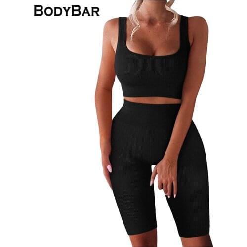 2021 Female 2 Piece Running Sport Suit U Neck Tank Top Seamless High Waist Shorts Gym Bra Shorts Set Female Outfits Sportsuit XL