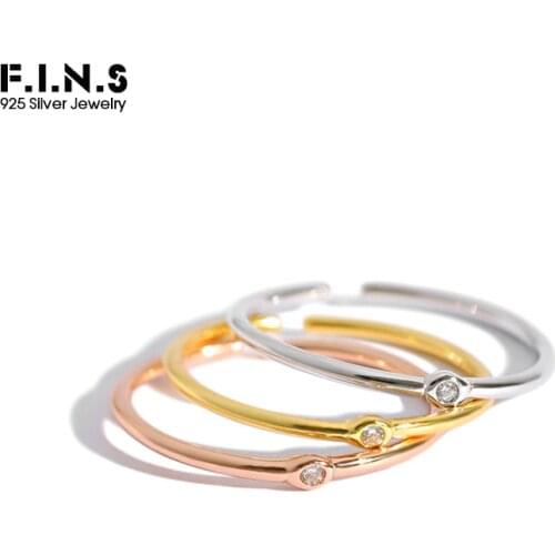 F.I.N.S S925 Sterling Silver Thin Ring for Decoration Cubic Zirconia Opening Ring Stackable Index Finger Ring Minimalist Jewelry