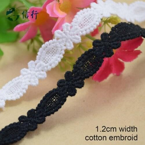 1.2cm width Cotton embroid lace sewing ribbon guipure trims or fabric warp knitting DIY Garment Accessories free shipping#3599