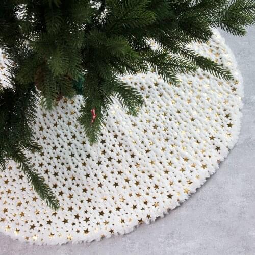 1pc Five-Star Printed Plush Tree Skirt White Plush Christmas-Tree Skirt Tree Skirt Christmas Tree Floor Mat Ornaments Decoration