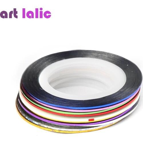 10 Rolls 1mm Color Glitter Nail Striping Line Tape Sticker Multicolor Set Nail Art Decorations DIY Tips For Polish Gel Manicure
