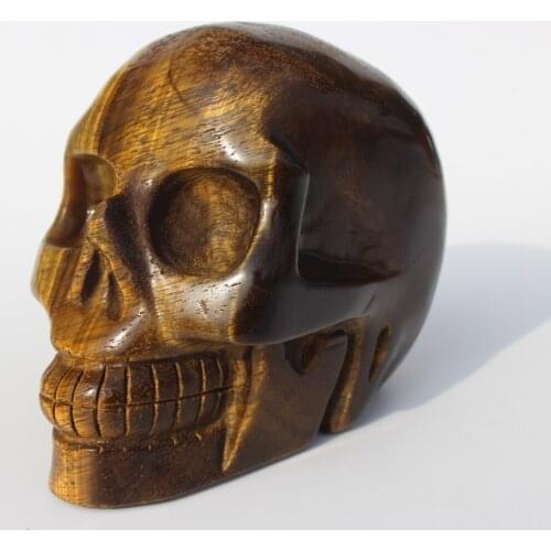 1180g Natural Pretty Tiger 's Eye Carved Quartz Crystal Skull ranging From China free shipping k14