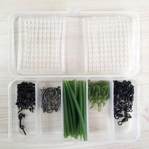 162pcs Carp Fishing Accessories Include Hooks Sleeves Swivel 8340 Fishing Hooks Snap Carp Stops Boilies Bait Screws With Box