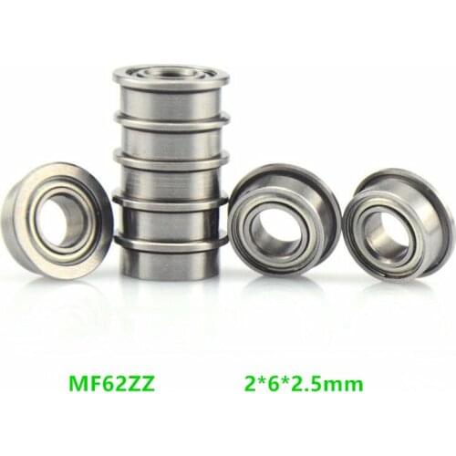 200/500pcs Flange bearing MF62ZZ MF62 ZZ 2*6*2.5 Shielded Miniature deep groove Ball Bearings Flanged 2x6x2.5 mm