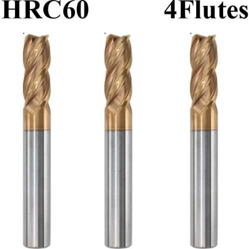 3mm 4mm 5mm 6mm OD 50mm Length HRC60 Tungsten Solid Carbide 4 Flutes Straight Flattened CNC Cutting Tool End Milling Cutter