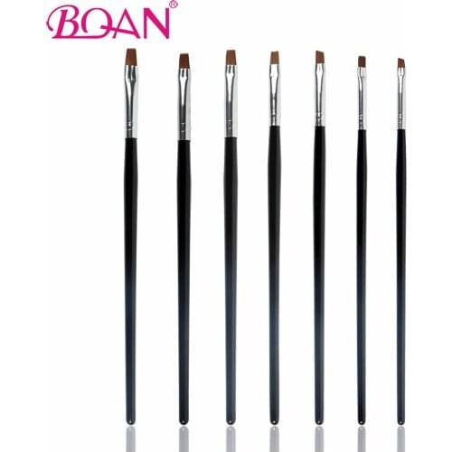 BQAN Acrylic Nail Brushes 7 Pcs/Set UV Gel Nail Art Painting Drawing Brush Pen Nail Art Tool Flat Hair Product Promotion
