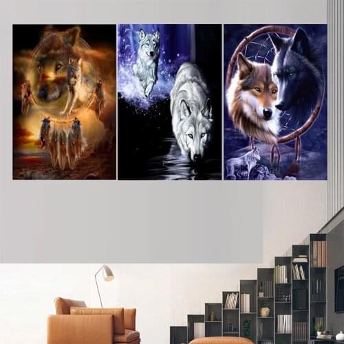 3 Pcs Factory Sale Animal Wolf Diy Diamond Painting Full Drill Square Round 5D Diamond Embroidery Mosaic NeedleworkZP-1908