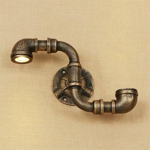 American Loft Iron Water Pipe Lamps LED Wall Sconce Double Head Industrial Vintage Wall Light Fixtures Home Lighting Lamparas